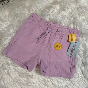 Cat & Jack Girls Purple Cotton Gauze Pull-On Shorts‎ Size 4/5 NEW